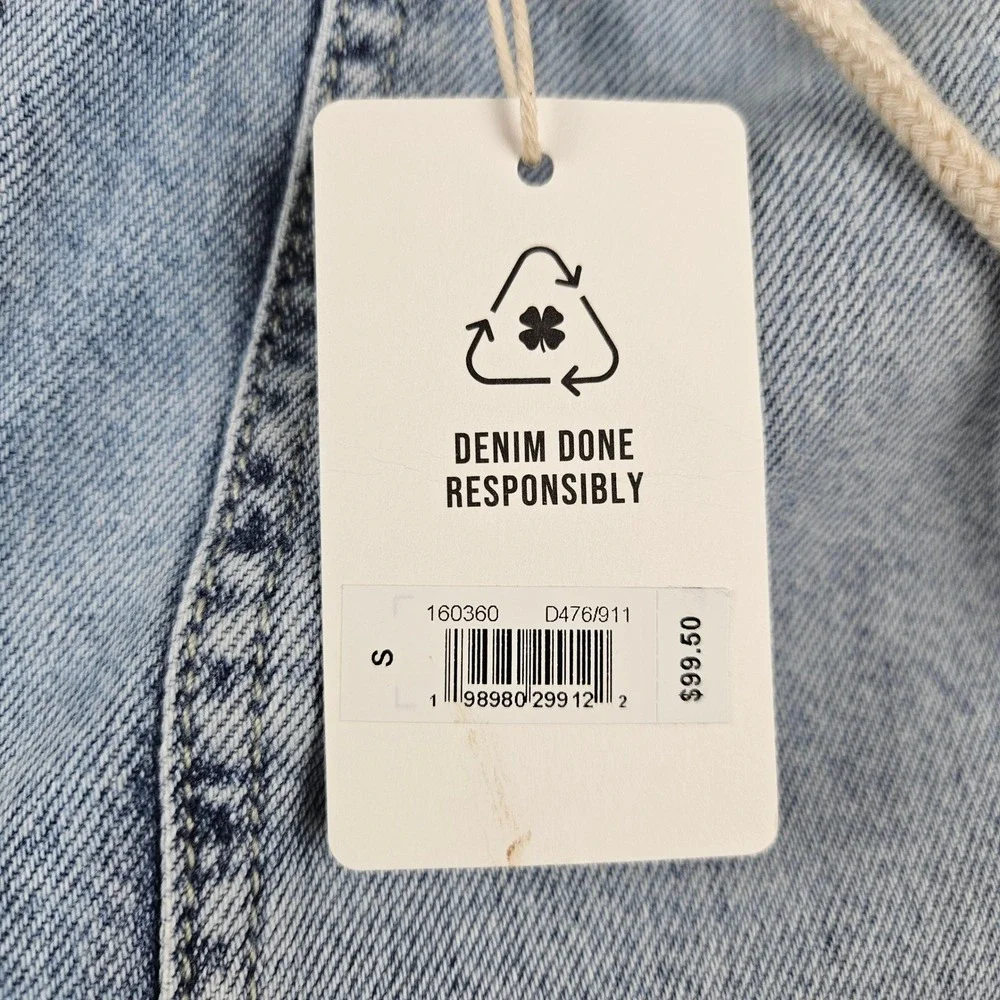 Lucky Brand Womens Wide Leg Utility Drawstring Jeans Light Wash Raw Hem Small